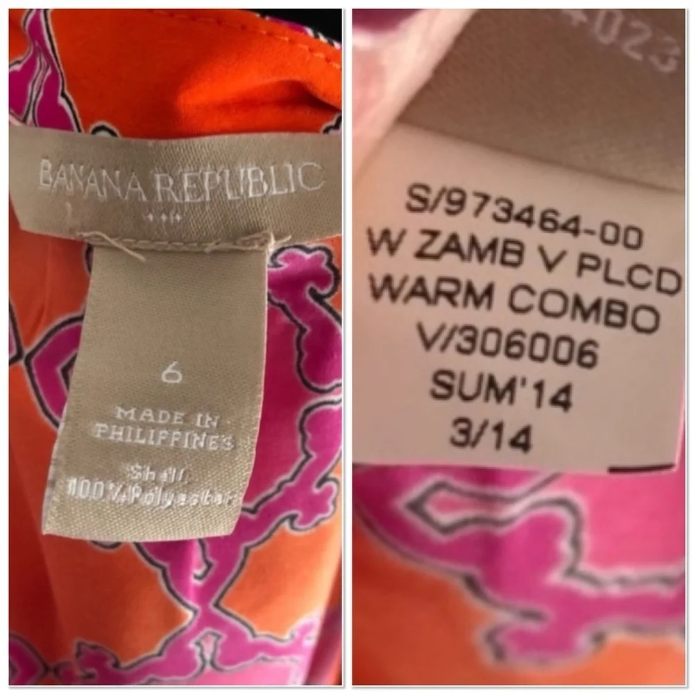 Banana Republic orange and pink print v-neck maxi dress 6 - Picture 7 of 11